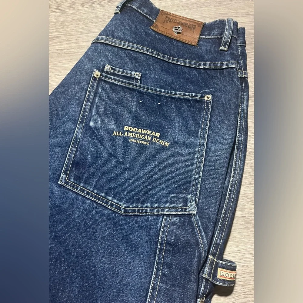 Y2K Rocawear denim blue jeans vintage grunge carpenter 36X34 men’s pants - Picture 2 of 9